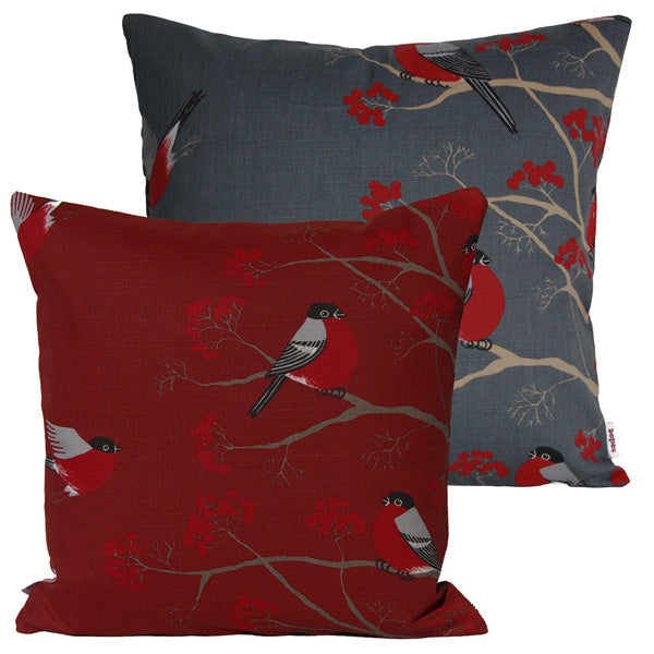 Housse de coussin env. 40x40 cm beties pur coton de haute qualité "Baies Oiseaux"