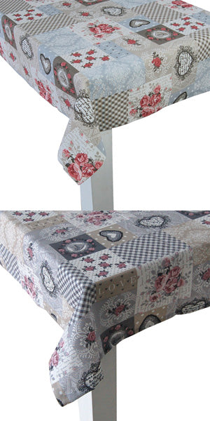 Tischdecke ca. 110x110-130x220 cm Mischgewebe Shabby-Chic beties "Dorfkinder"