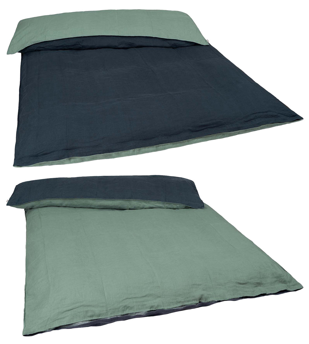 Bettbezug Doubleface ca. 135x200 cm natural-mint/tiefsee-blau 100% Leinen beties "Leinen"