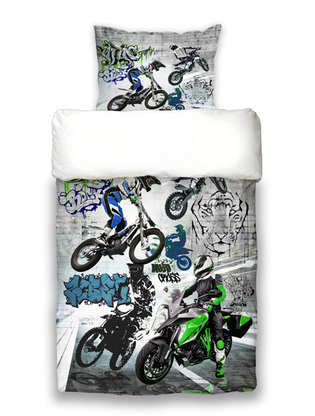 Parure de lit jeunesse env. 155x220 cm Ensemble cool beties « Graffiti Motocross »