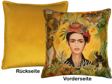 Housse de coussin env. 45x45 cm tapisserie/velours couleur curry POP Collection beties "Frida"