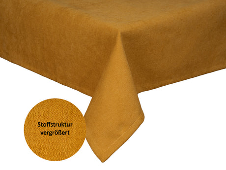 Tischdecke ca. 100x100 cm curry-gelb Chenille-Haptik beties "FarbTon"