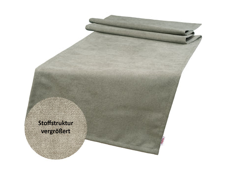 XL Tischläufer ca. 40x220 cm greig-taupe Chenille-Haptik beties "FarbTon"