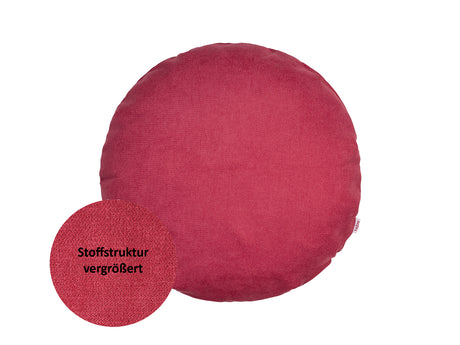 Kissenhülle rund ca. 60 cm Ø himbeer-rot Chenille-Haptik beties "FarbTon"