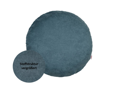 Kissenhülle rund ca. 60 cm Ø nordlicht-blau Chenille-Haptik beties "FarbTon"