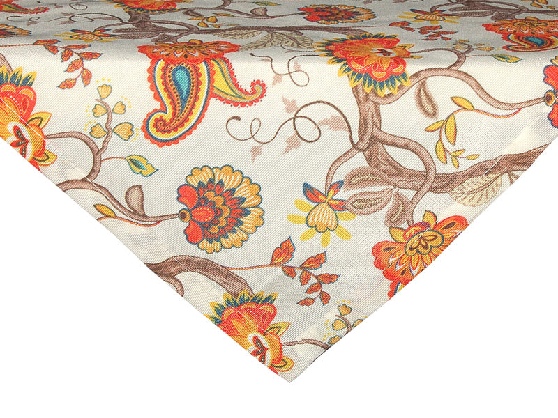 Couverture centrale XS env. 60x60 cm motif Paisley/Boteh en beties orange-beige "Horrero"