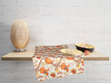 Couverture centrale XS env. 60x60 cm motif Paisley/Boteh en beties orange-beige "Horrero"