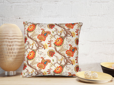 Housse de coussin env. 40x40 cm motif Paisley/Boteh en beties orange-beige "Horrero"