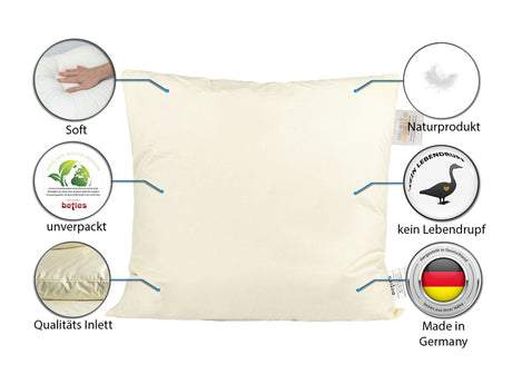 Daunenkissen ca. 40x60 cm Bezug Baumwolle waschbar beties "PublikSoft“